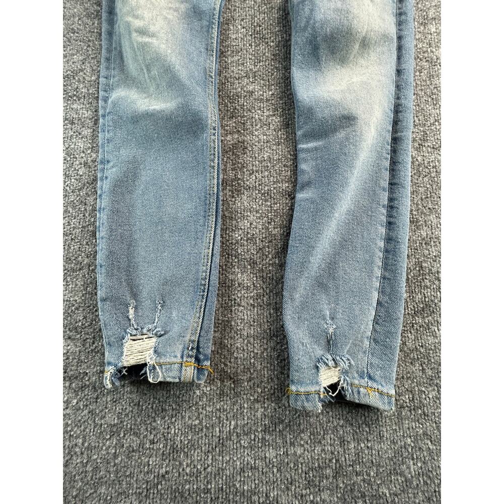 Zara High Rise Distressed Skinny Jeans Women's Size 6 Light Wash Stretch Denim - Picture 11 of 11